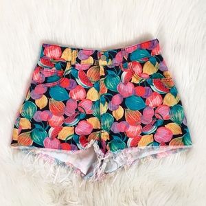Zara Colorful Floral High Waisted Shorts